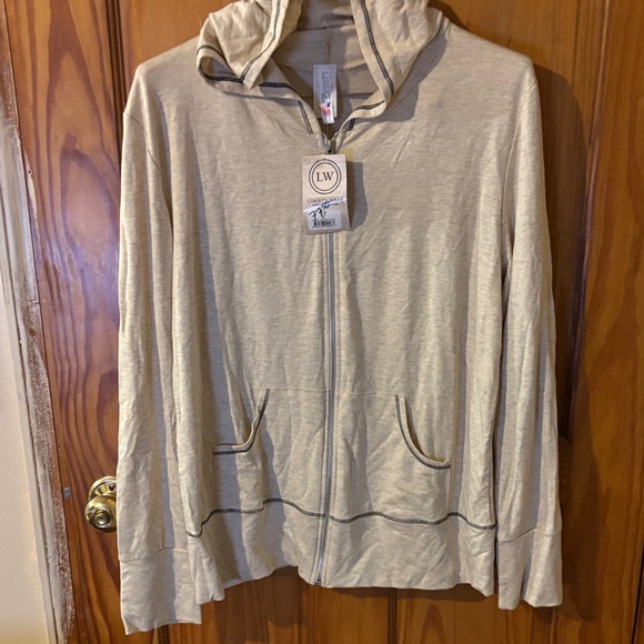Beige Feather Design Hoodie - Picture 3 of 12